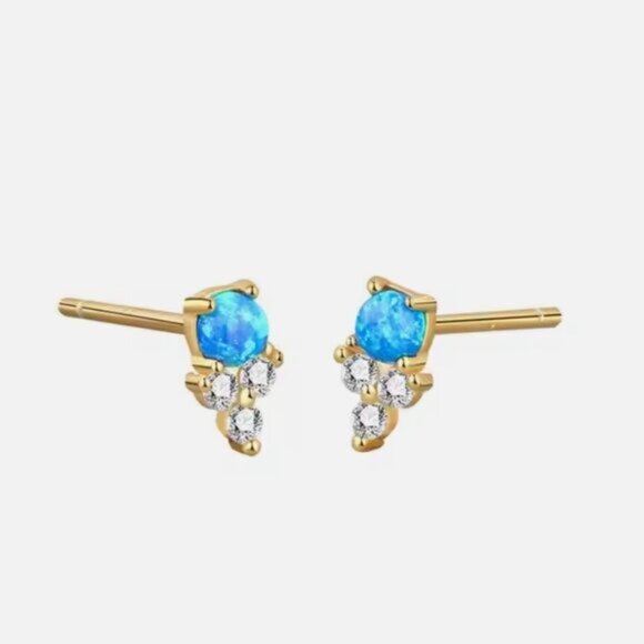 Tiny Stud Earrings Opal and Crystal Stud Earrings Dainty Ear Stack Studs PRETTY - Picture 4 of 15